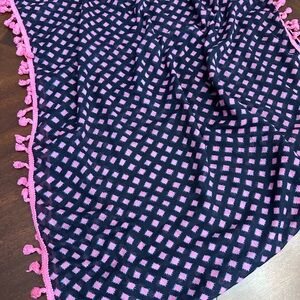 Aerie Blue and Pink Diamond Tassel Infinity Scarf